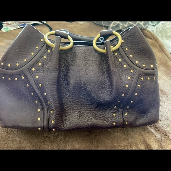 Kenneth Cole Purple Thick
Pebble Leather Studs Satchel Handbag
Purse PRE-OWNED - Picture 2 of 11